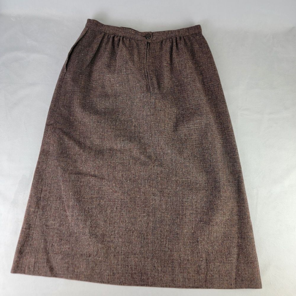 Pendleton Vintage Pure Virgin Wool Size 6? Pencil Skirt Brown Pockets Zip Back - Picture 7 of 10